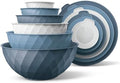 COOK WITH COLOR Mixing Bowls with Lids - 12 Piece Plastic Nesting Bowls Set includes 6 Prep Bowls and 6 Lids, Microwave Safe Mixing Bowl Set, Denim Diamond