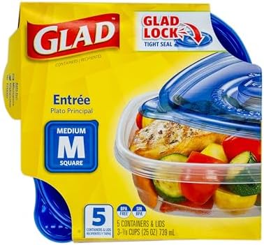 Glad GladWare Entree Food Storage Containers, Medium, 25 Oz, 5 Count, 2-Pk