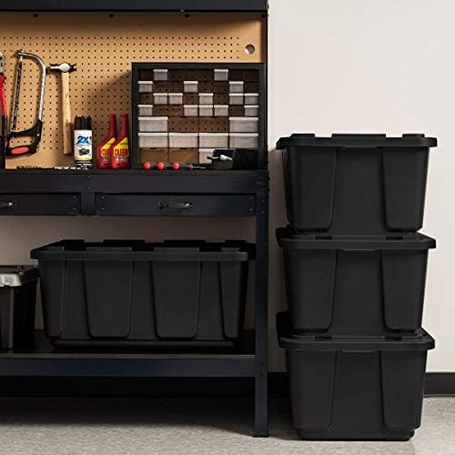 IRIS USA 4-Pack 27 Gal Heavy Duty Storage Tote Bins with Lids, Black