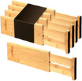 Utoplike Bamboo Drawer Organizer, 4" H Dresser Drawers Dividers for Clothes