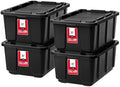 IRIS USA 4-Pack 27 Gal Heavy Duty Storage Tote Bins with Lids, Black