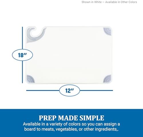 San Jamar Saf-T-Grip Plastic Cutting Board with Safety Hook, 12" x 18" x 0.5", Brown