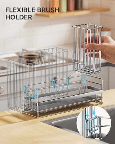 Yofidra Sponge Holder for Kitchen Sink, Sink Caddy with Stone Drying Mat, S