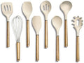 Country Kitchen Non Stick Silicone Utensil Set with Rounded Wood Handles for Cooking and Baking, Khaki, 8 Piece Set (Pack of 12)