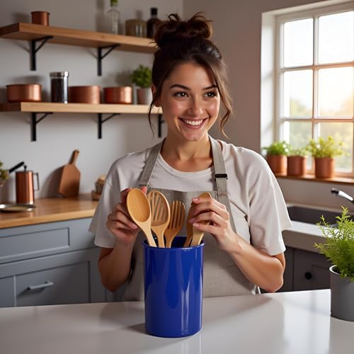Reston Lloyd Calypso Basics Multipurpose Cookware Storage Crock, Kitchen Countertop & Office Organization, Durable & BPA-Free Plastic, by Reston Lloyd Utensil Holder, Indigo