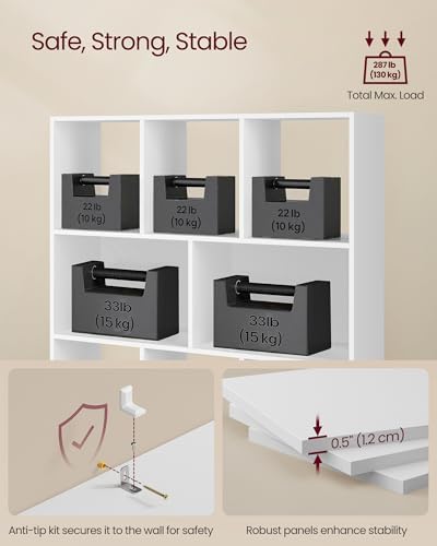 VASAGLE Bookshelf, 8 Cubes Storage Organizer, 35.4 x 9.5 x 39.4 Inches