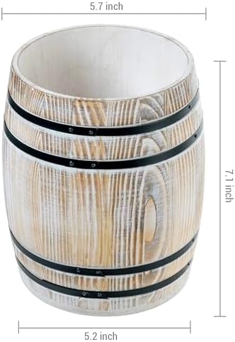 MyGift Whitewashed Wood Wine Barrel Kitchen Utensil Holder Crock