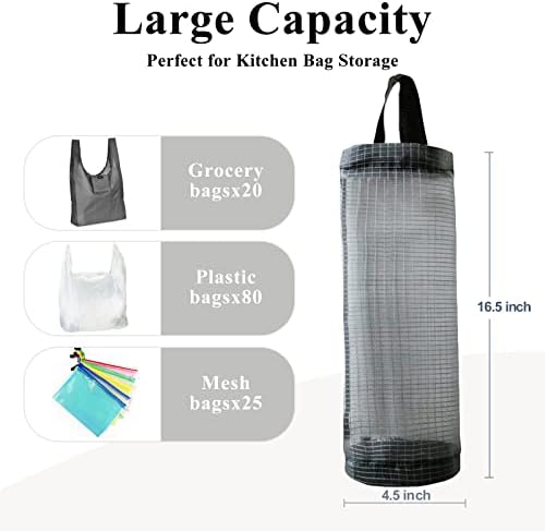 TOGETRUE Plastic Bag Holder, Mesh Grocery Bag Holder Hanging Storage Bag Dispenser (Dark Grey 2 Packs)