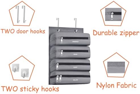 Zipper Bag Organizer Compatible with Gallon, Quart, Sandwich & Snack Food Storage Bag, Kitchen Plastic Bag Storage Organizer for Kitchen RV Camper (Grey)