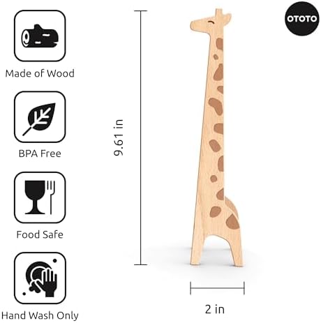 NEW OTOTO Jerry the Giraffe Toaster Tongs - Multipurpose Wooden Tongs for Cooking, Serving Food, Kitchen Gifts, Fun Gifts, Cute Kitchen Accessories, Fun Gadgets