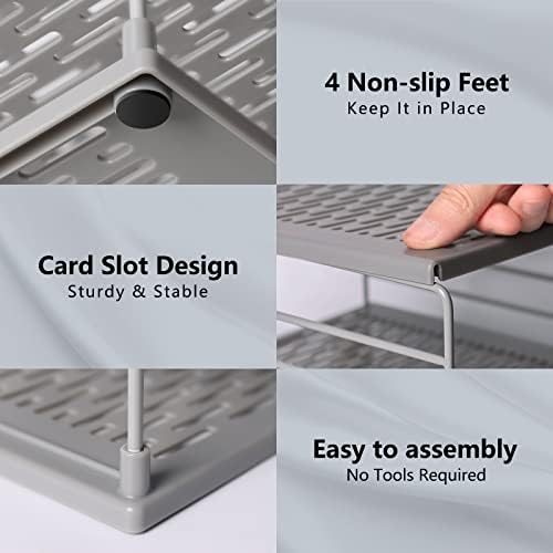 2 PACK Cabinet Organizer- Divided Compartment Holder for Foil and Plastic Wrap- Upgraded Pantry Organizers and Storage for Kitchen(Gray)