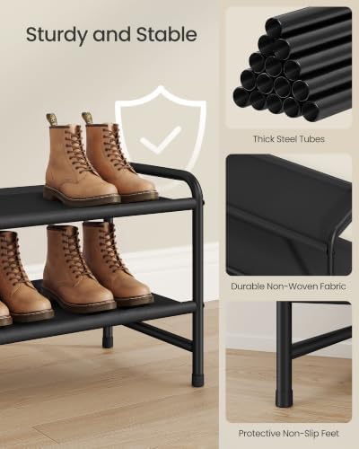 SONGMICS Long Shoe Rack, 2-Tier Shoe Organizer, Holds up to 15 Pairs