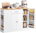 VEVOR Kitchen Island Cart with Storage, 42.36 in Wide Island Table for Kitchen, with 2 Drawers, Storage Cabinet, Table for Home Dining Room, White