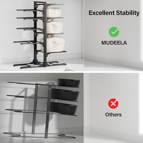 MUDEELA 10-Tier Pots and Pans Organizer under Cabinet, 23.62" H Heavy Duty