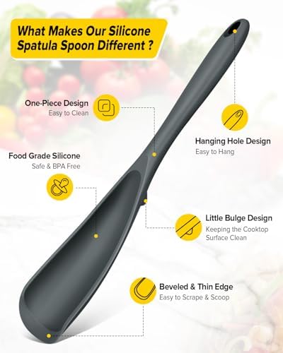 BUNDLEPRO Silicone Cooking Spoons for Nonstick Cookware, One-Piece, 2 Pack