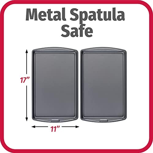 GoodCook Everday Nonstick Carbon Steel 17 x 11-Inch Baking Sheet Set, 2 Pack – Medium Sized Cooking Pans, Bakeware Set, Cookie Sheets for Baking, Oven Pan Set
