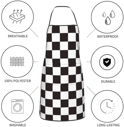 Sigouyinei Waterproof Kitchen Apron For Women Men Soft Bib Work With Pocket
