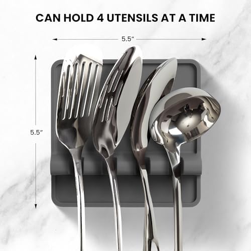 Zulay Kitchen Spoon Rest for Multiple Utensils High Heat-Resistant Silicone Drip Pad, BPA-Free Spoon Holder for Stove Top, Kitchen Gadget Holder for Ladles, Tongs, Cooking Spatula - Makes Great Gift