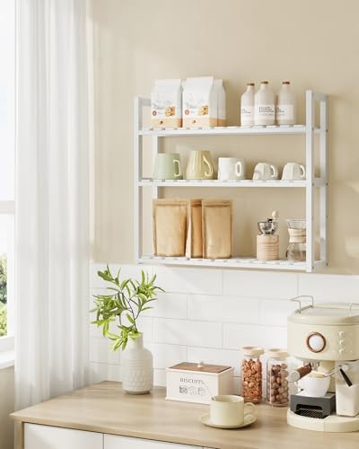 SONGMICS Bamboo Bathroom Shelf, 3-Tier Adjustable Plants Rack