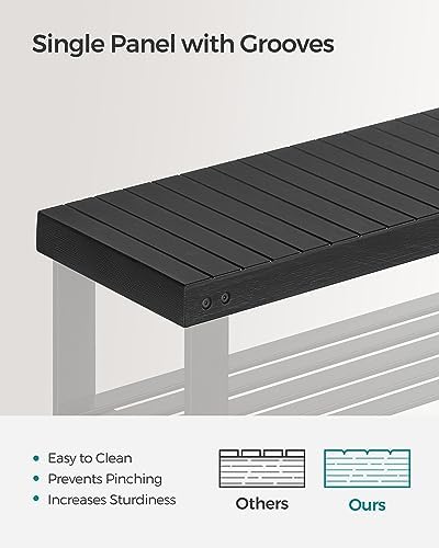 SONGMICS Shoe Rack Bench, 3-Tier Bamboo Entryway Bench, 35.2 Inches Width