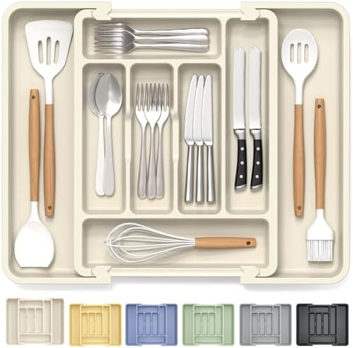 Caperci Large Silverware Organizer Tray for Kitchen Drawer Utensils Thicker