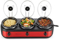 Elite Gourmet EWMST-325R Triple Slow Cooker Buffet Server, 3 x 2.5 Qt, Red