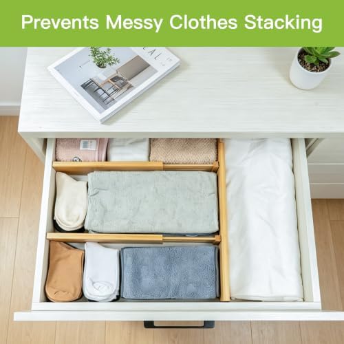 Utoplike Bamboo Dresser Drawer Dividers, Expandable Organizer for Clothing