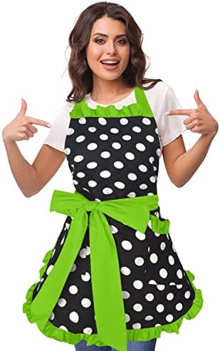 Violet Mist Vintage Apron Pockets Women Cute Polka Dot Retro Stylish Apron