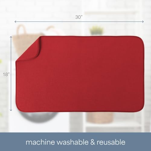 S&T INC. Dish Drying Mat, 18" x 30", Jumbo, Red