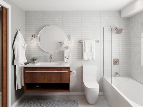 Pfister Bruxie Bath Towel Bar for Bathroom, 18-Inch, Wall-Mounted, Screw-in, Spot Defense Brushed Nickel Finish, BTBBIE1GS