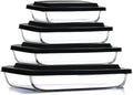 Nestl 8pc Glass Baking Dishes for Oven, Glass Food Storage Containers with Lids, Leakproof Casserole Dishes for Oven with Lid, Cooking, Microwave Oven Freezer Safe Bakeware, 9x13 Lasagna Pan Black