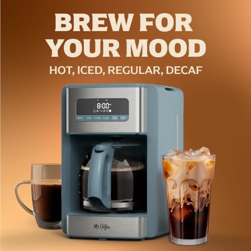 Mr. Coffee® 12 Cup Coffee Maker, Coffee Maker with Decaf Brew and Iced Coffee Brew Settings, Small Batch Setting for 1 to 4 Cups, Reflection