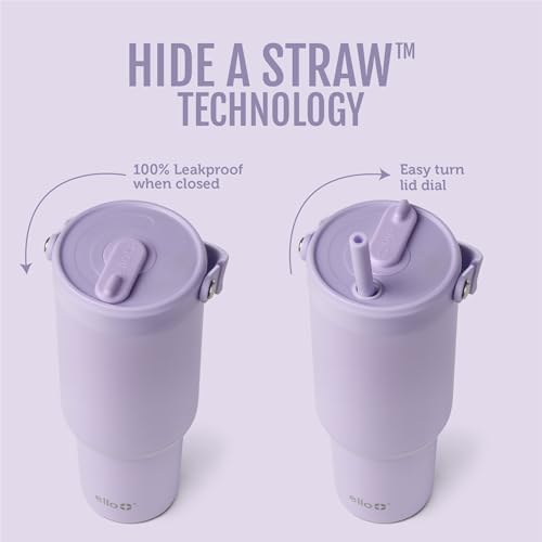 Ello Oasis Go+ 26oz Insulated Stainless Steel Tumbler with Straw, Orchid