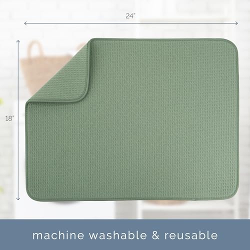S&T INC. Dish Drying Mat, 18" x 24", XL, Green Sage