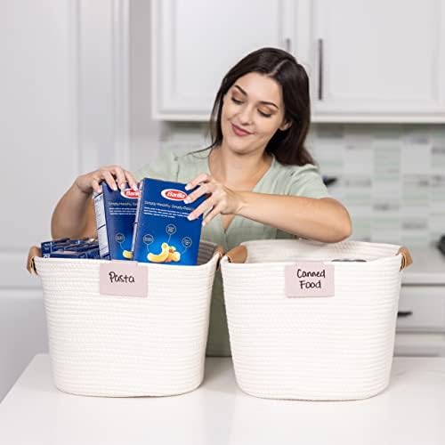 Hygge & Sage: Metal Non-Slip Basket Labels Clip On for Storage Bins, or Wire Racks | Includes 8 Labels, 8 Non-Slip Pads and 2 Free Markers (Pink)