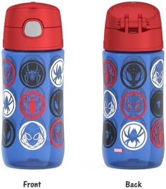 THERMOS FUNTAINER 16oz Plastic Bottle with Spout Lid, Spiderman