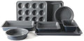 Calphalon Legacy 10-Pieces Nonstick Bakeware Set PFOA-Free, Baking Sheet Set, Carbon Steel Bakeware Pans Collection, High-Heat Oven Safe, for Cookies, Cakes, and Muffins -Blue/Grey Interior