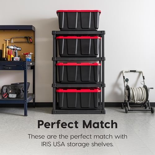 IRIS USA 4-Pack 27 Gal Heavy Duty Storage Tote Bins with Lids, Red