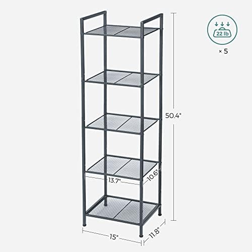 SONGMICS 5-Tier Storage Rack, Bathroom Shelf, Extendable Plant Stand