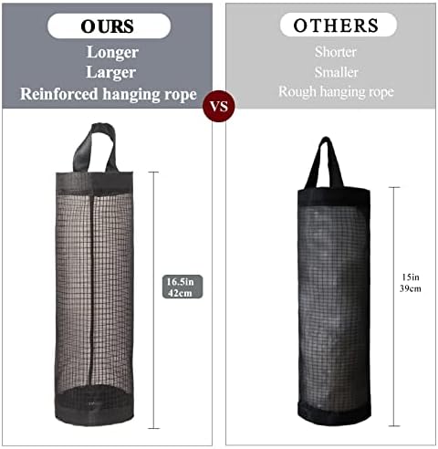 TOGETRUE Plastic Bag Holder, Grocery Bag Holder Mesh Hanging Storage Bag Dispenser (Black 2 Packs)