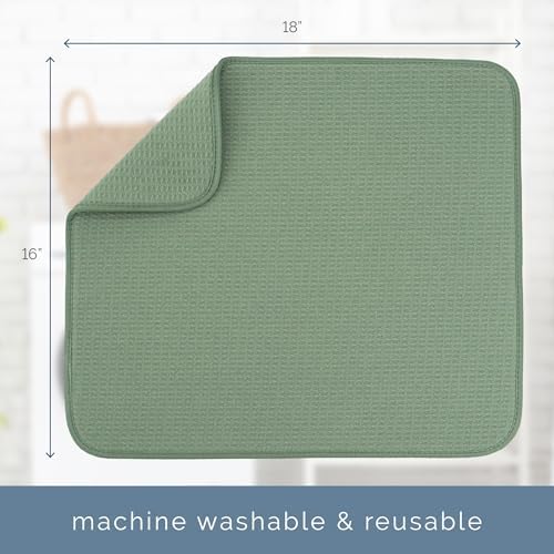 S&T INC. Dish Drying Mat, 16" x 18", Large, Sage Green