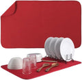 S&T INC. Dish Drying Mat, 18" x 30", Jumbo, Red