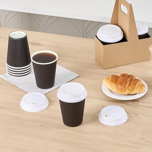 Restaurantware LIDS ONLY: 25-CT Disposable White Lid for Coffee and Tea Cups - Fits 8, 12, 16, 20-OZ Cups: Perfect for Coffee Shops, Juice Shops, and Takeout (Pack of 2)