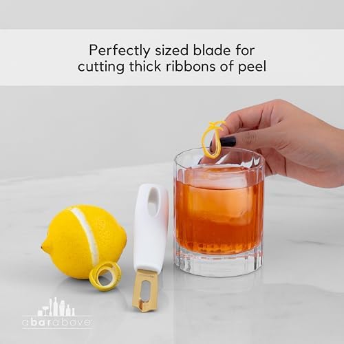 A Bar Above Premium Quality Channel Knife, Stainless Steel, White Handle, Garnish for Cocktail Mixers, Lemon Zester, and Fruit Peeler, Professional-Grade Bar Accessory, Durable Citrus Knife, Pack of 2