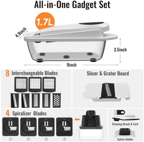 8-Blade Cook Tool & Gadget Sets, Egg Slicer Chopper Grater Set, White