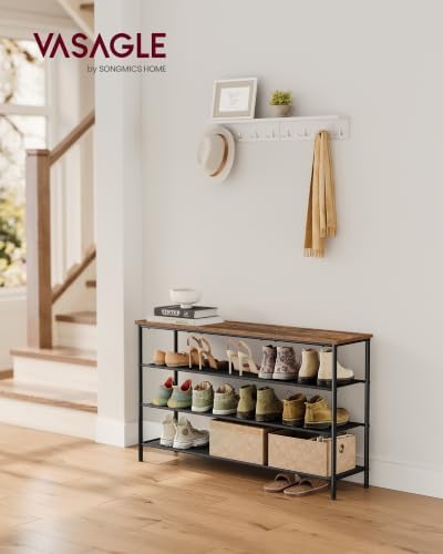VASAGLE 4-Tier Shoe Rack, 15-18 Pairs, Steel Frame
