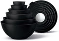 COOK WITH COLOR Mixing Bowls with TPR Lids - 12 Piece Plastic Nesting Bowls Set includes 6 Prep Bowls and 6 Lids, Microwave Safe (Speckled Black)