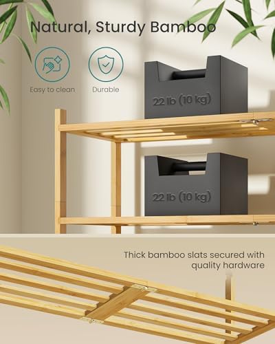SONGMICS Bamboo Shoe Rack, 2-Tier Stackable Shoe Organizer, for 9-12 Pairs