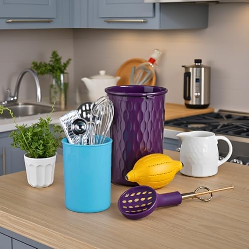 Reston Lloyd Calypso BasicsMultipurpose Cookware Storage Crock, Kitchen Countertop & Office Desk Organization, Durable & Food Safe BPA-Free Plastic, Aqua-Blue
