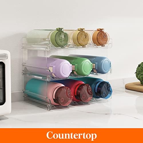 Lifewit Stackable Water Bottle Organizer for Cabinet, Clear Tumbler Holder